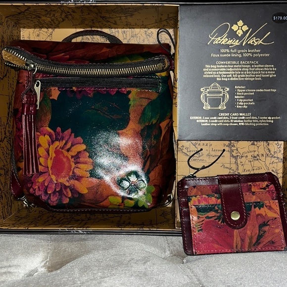 Patricia Nash Handbags - Patricia Nash 100% leather convertible, backpack, and credit card wallet, new
